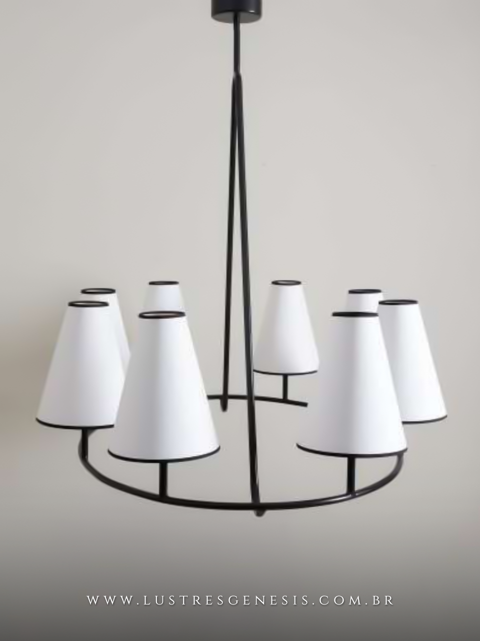 Pendente com Cúpula de Tecido e Estrutura Preta - Estilo Americano